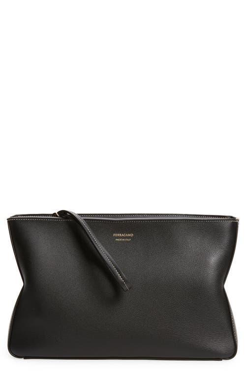 FERRAGAMO Star Tumbled Calfskin Leather Zip Pouch Product Image