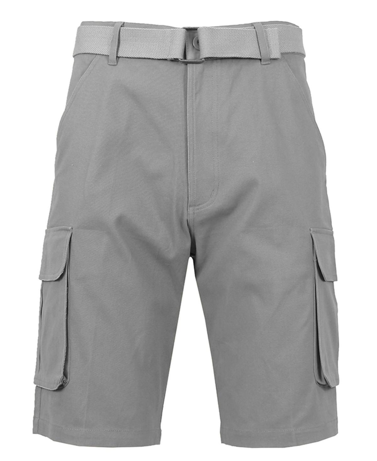 Galaxy By Harvic Mens Flat Front Belted Cotton Cargo Shorts Product Image