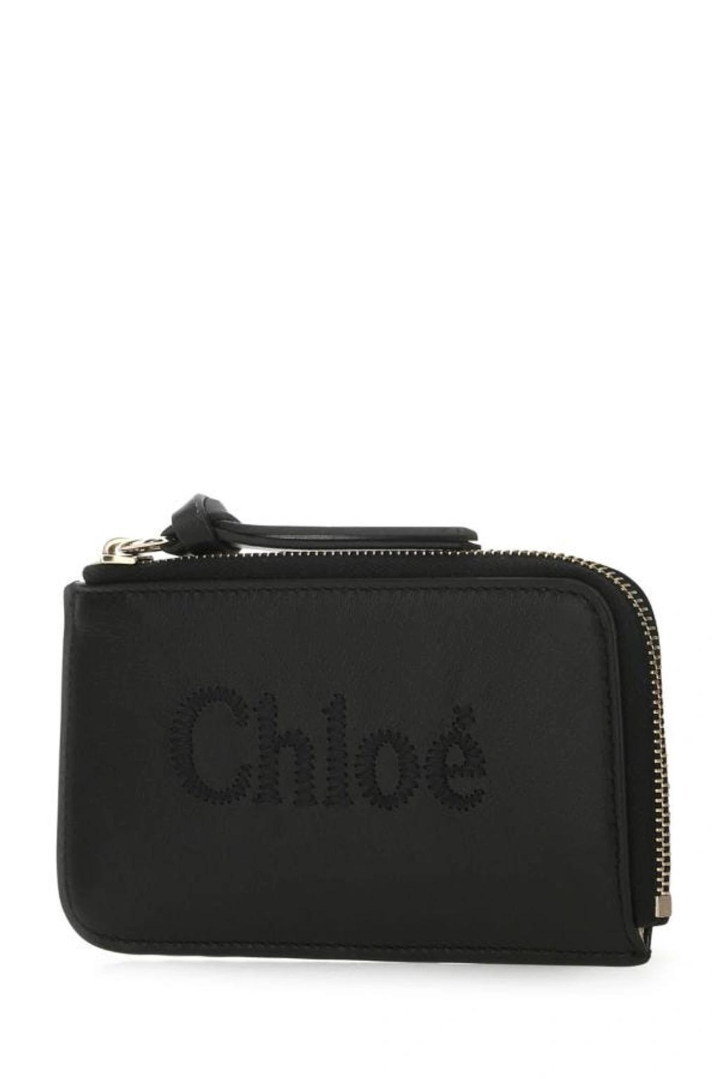 Chloe Woman Black Leather Card Holder Product Image