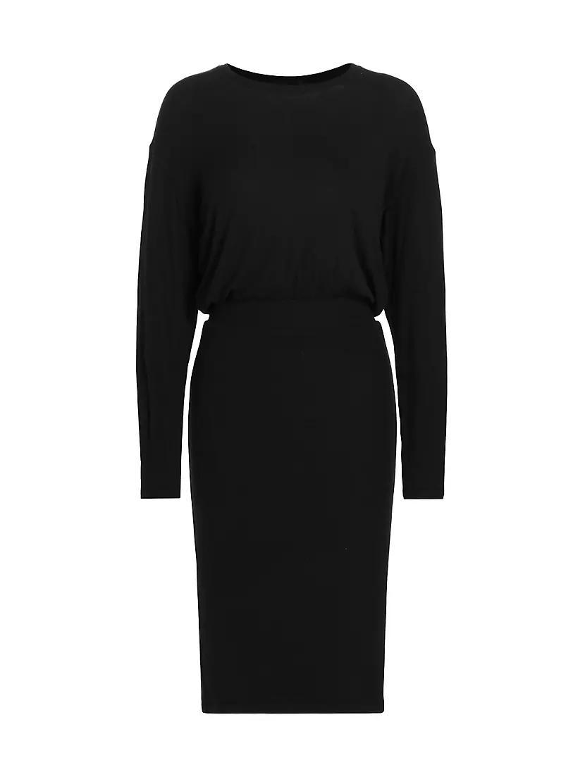 Ruched Long-Sleeve Knee-Length Dress product image