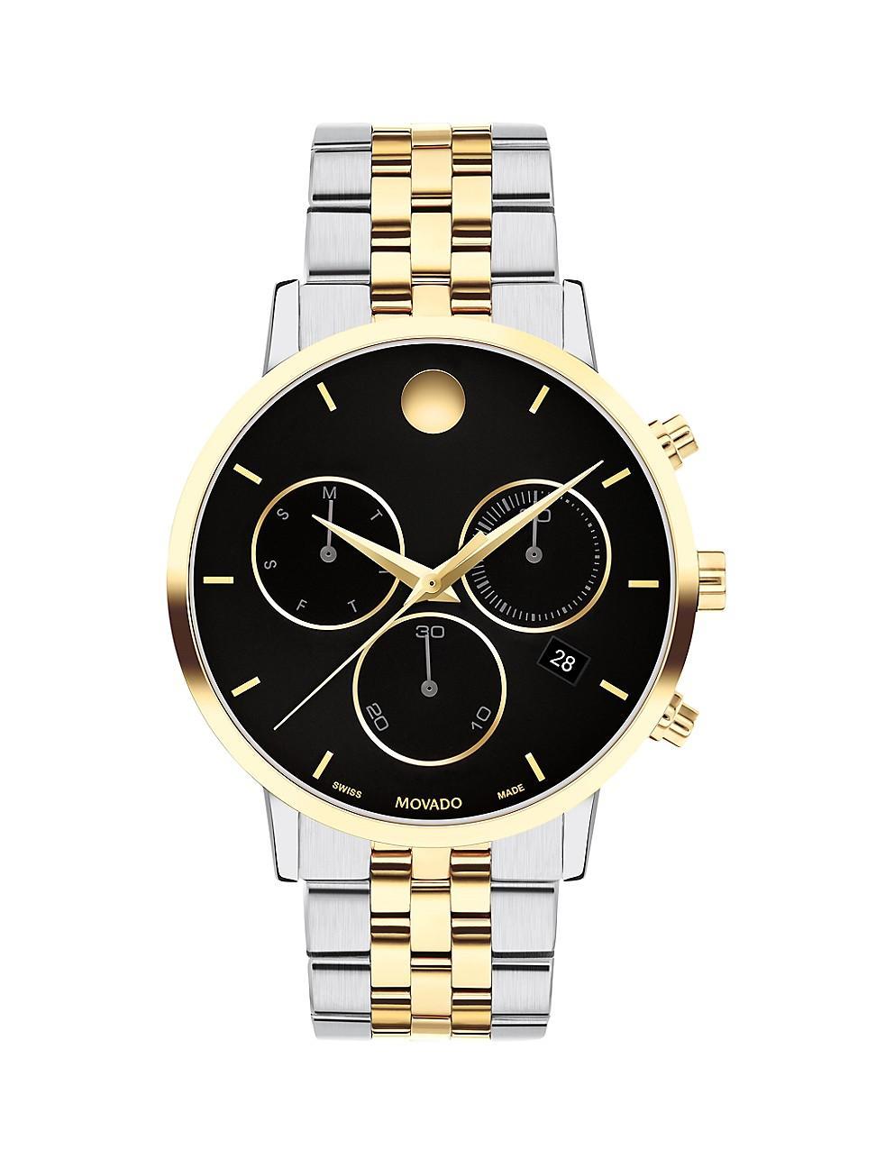 Mens Museum Classic Yellow-PVD-Plated Stainless Steel Chronograph Watch/42MM Product Image