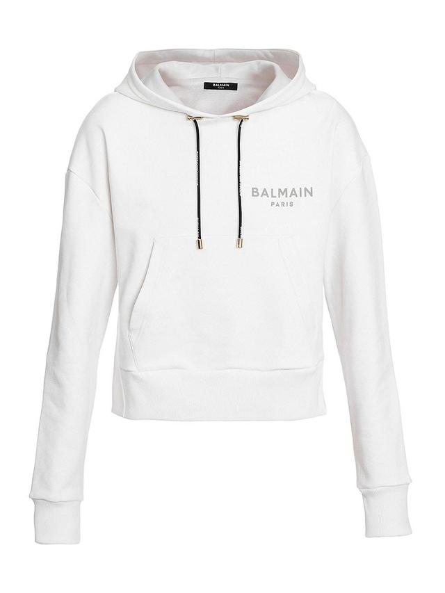 Womens Flocked Logo Cropped Hoodie Product Image