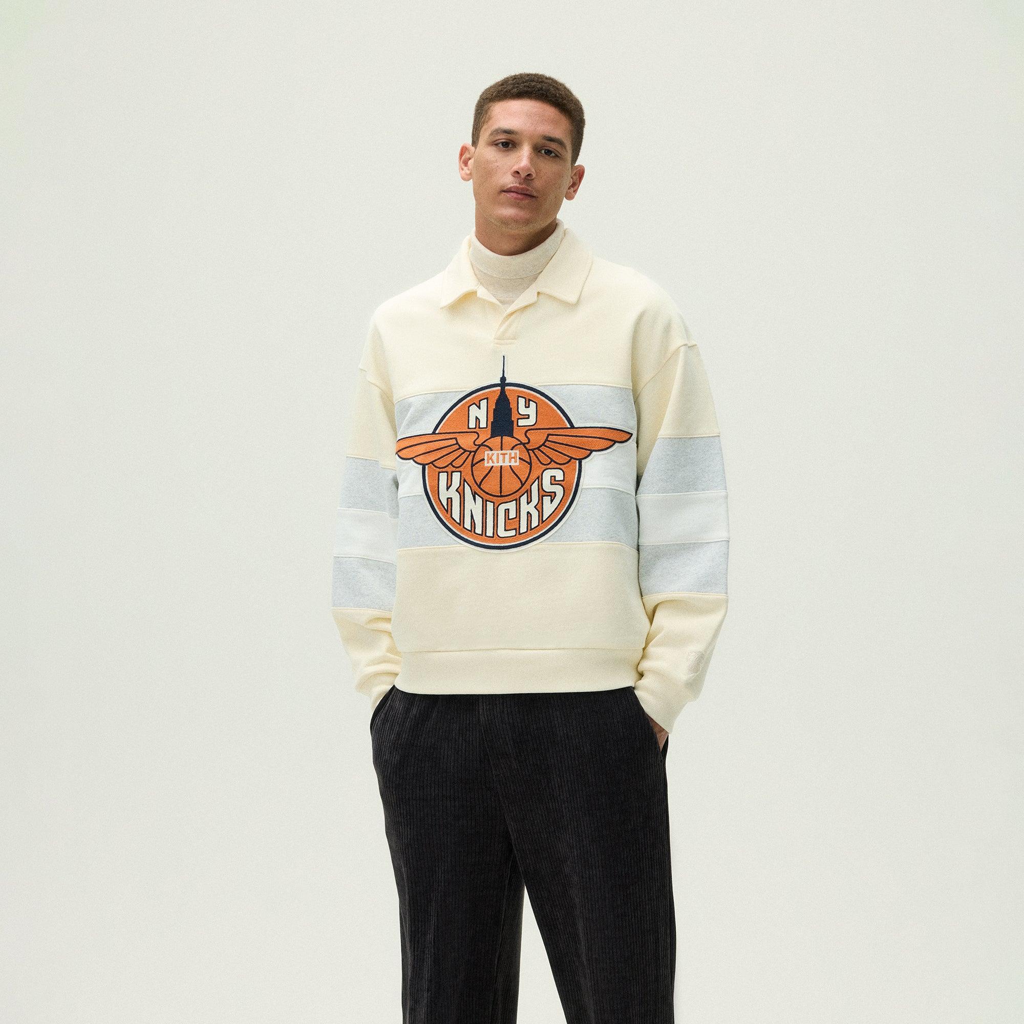 Kith for the New York Knicks Wings Nelson Collared Pullover - Sandrift Male Product Image