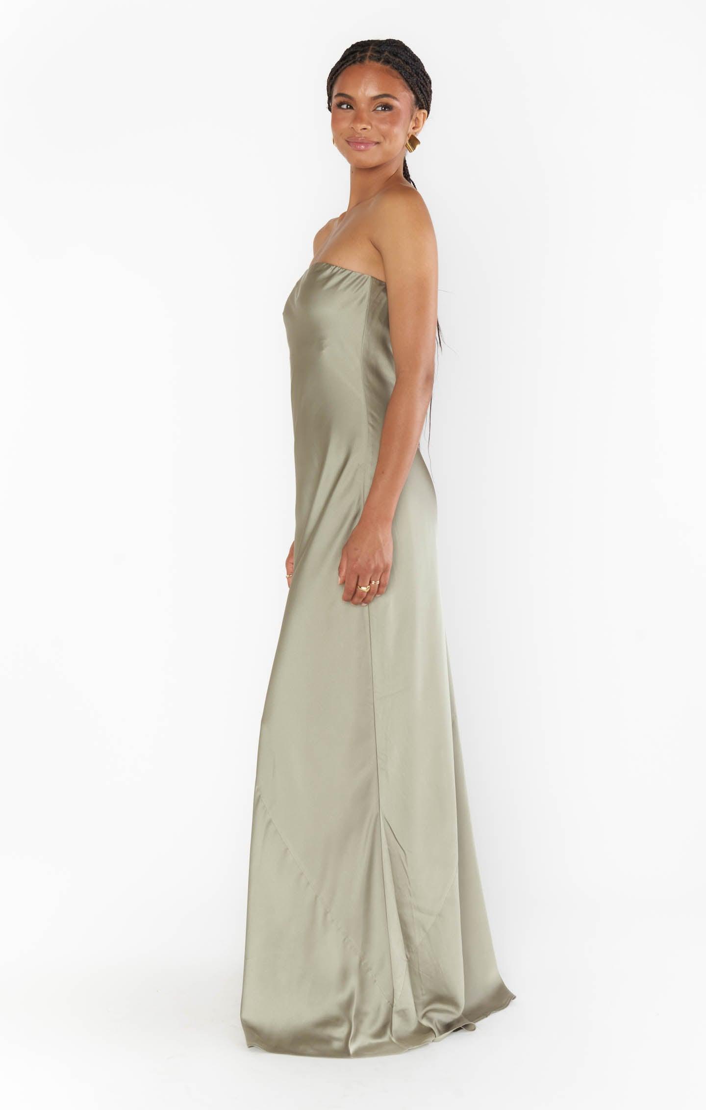 Taylor Tube Maxi Dress ~ Moss Green Luxe Satin Product Image