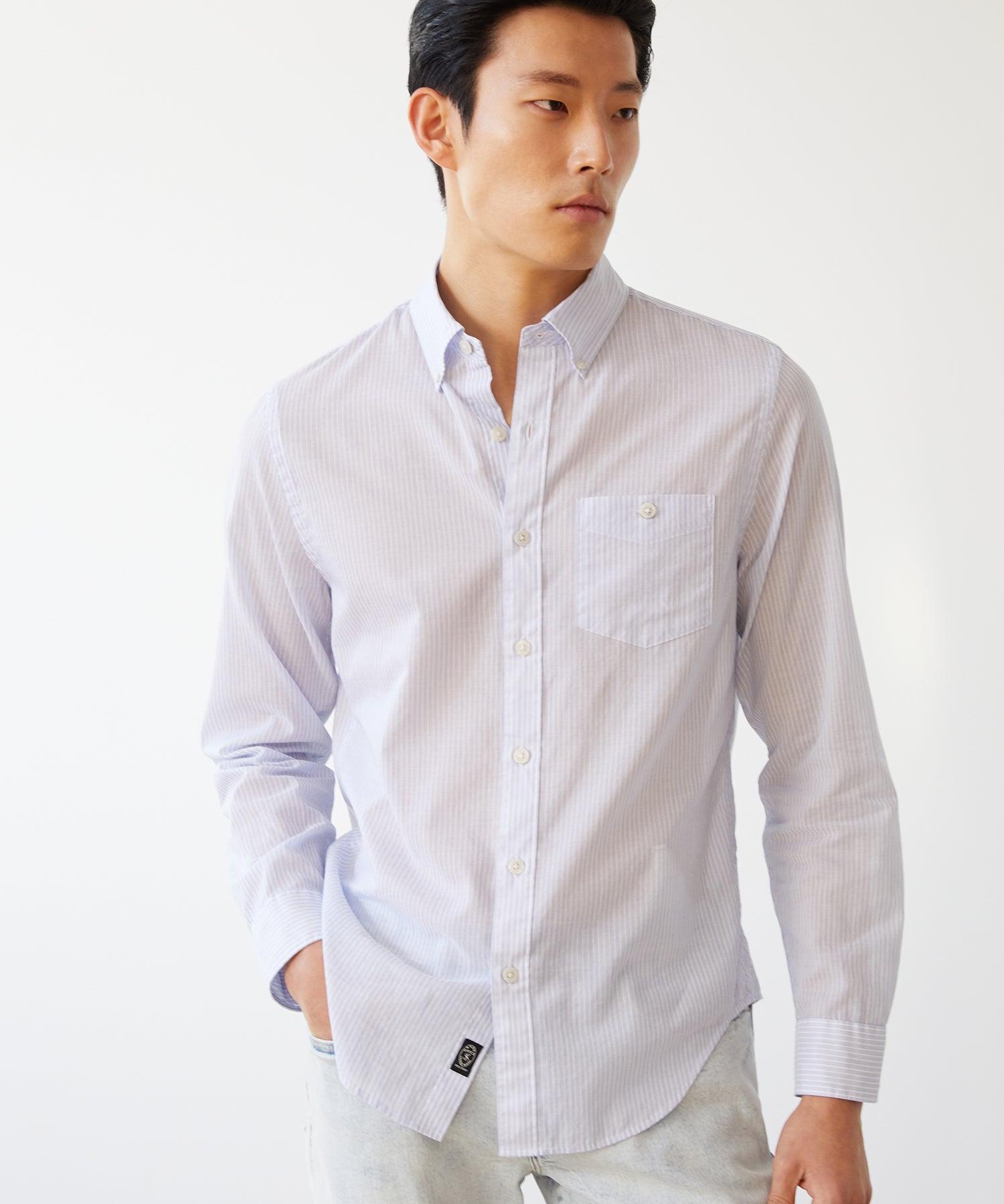 Slim Fit Summerweight Favorite Shirt in Light Blue Pinstripe Product Image