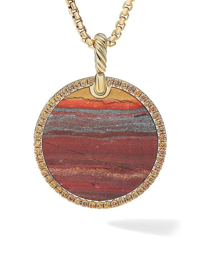 Womens DY Elements 18K Yellow Gold Jasper & Pav Orange Sapphires Disc Pendant Product Image