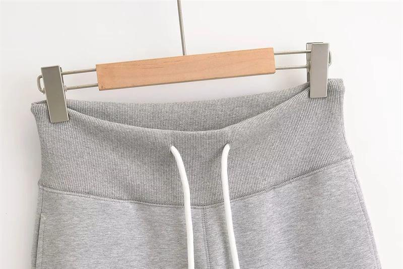 Drawstring Waist Plain Flared Sweatpants Product Image