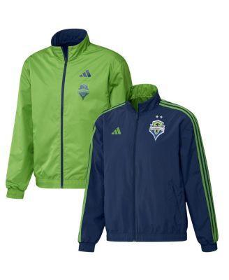 Mens adidas /Green Seattle Sounders FC 2023 On-Field Anthem Full-Zip Reversible Team Jacket Blue Product Image