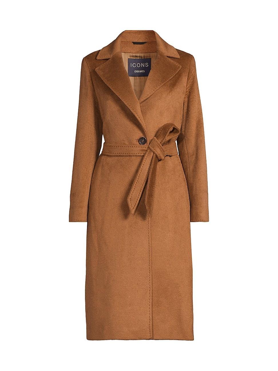 Womens Wool-Blend Wrap Coat Product Image