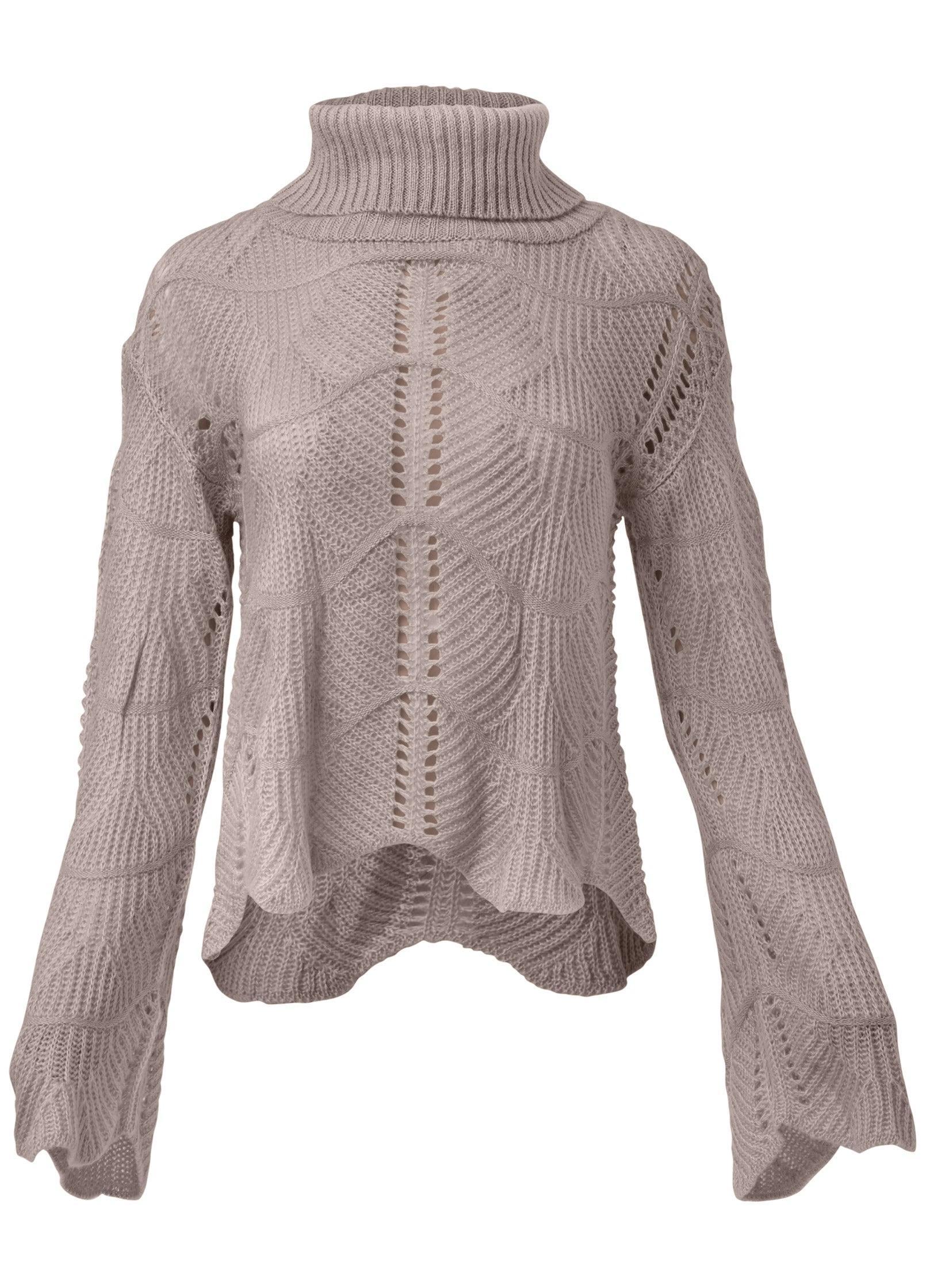 Scallop Detail Turtleneck - Taupe product image