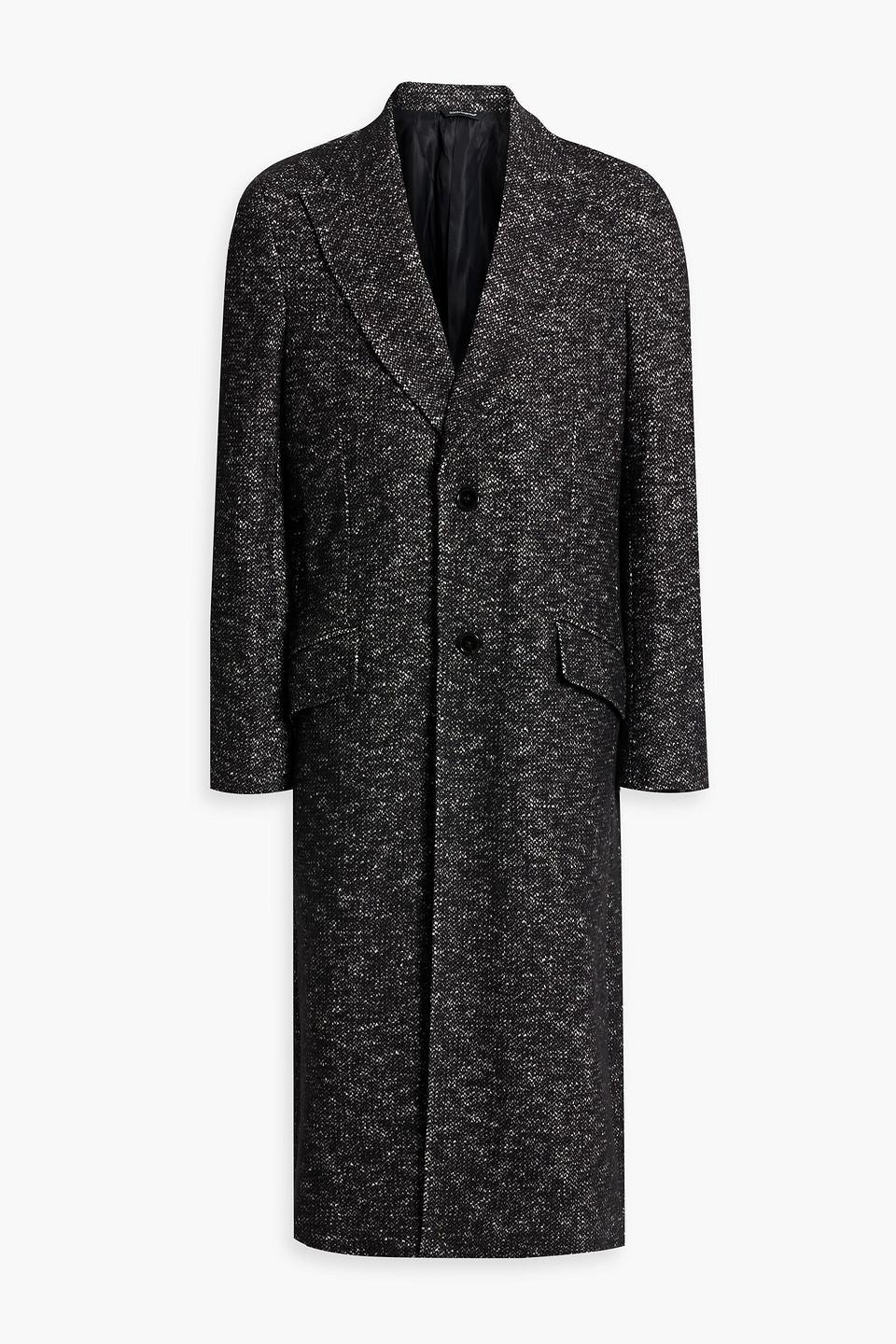 Wool, Cotton And Cashmere-blend Tweed Coat In Black Product Image