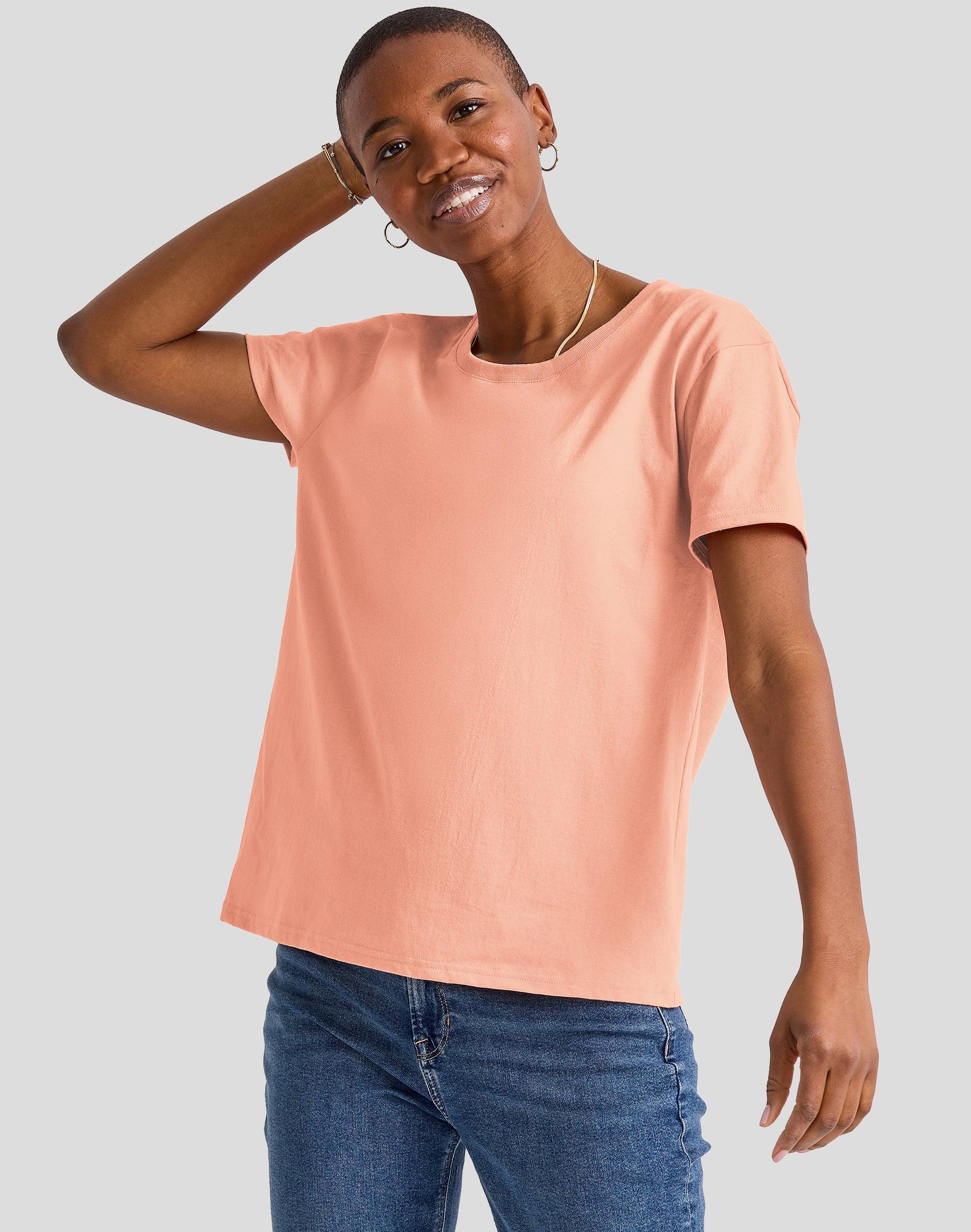 Hanes Essentials Womens Cotton T-Shirt, Oversized Fit Light Steel S Product Image