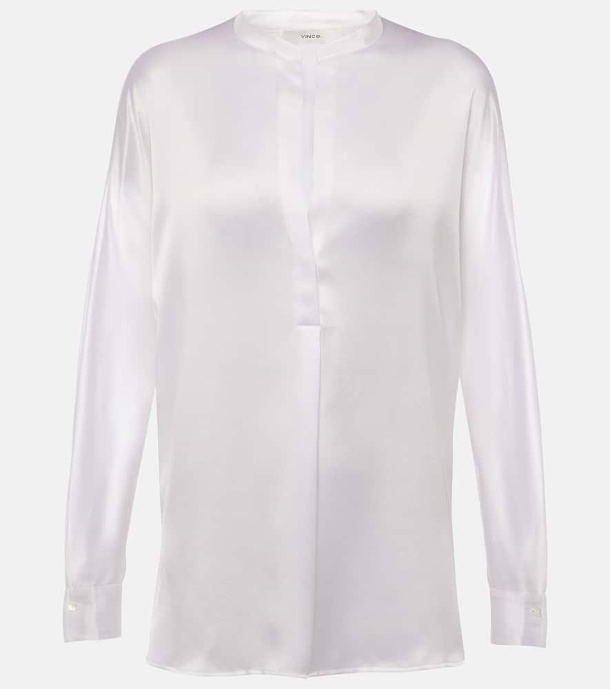 VINCE Silk Satin Blouse In White Product Image