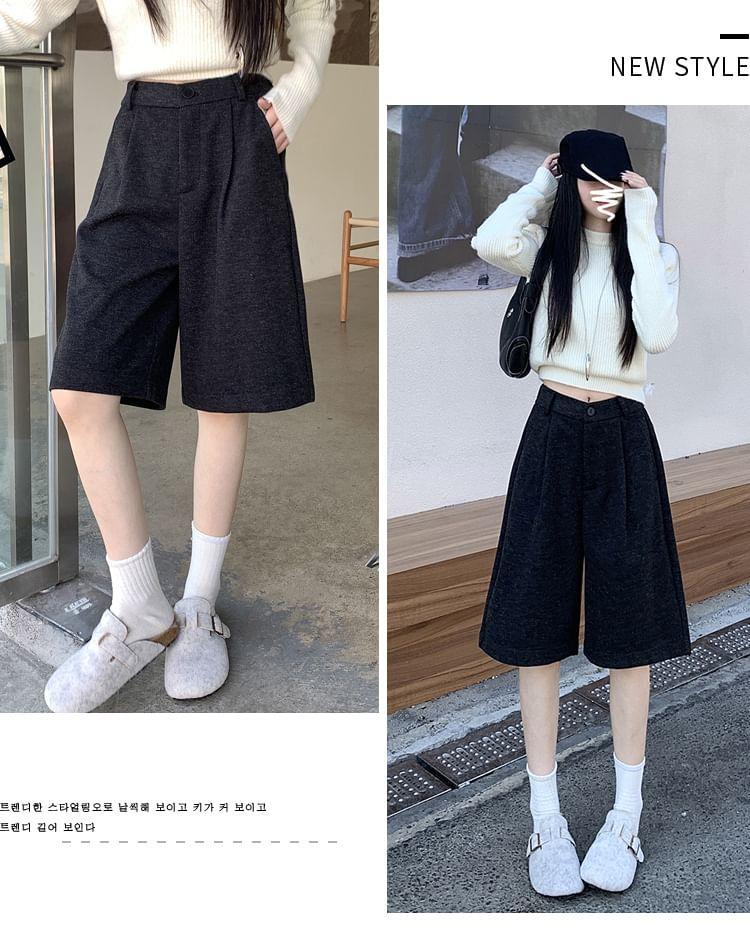 High Waist Plain Shorts Product Image