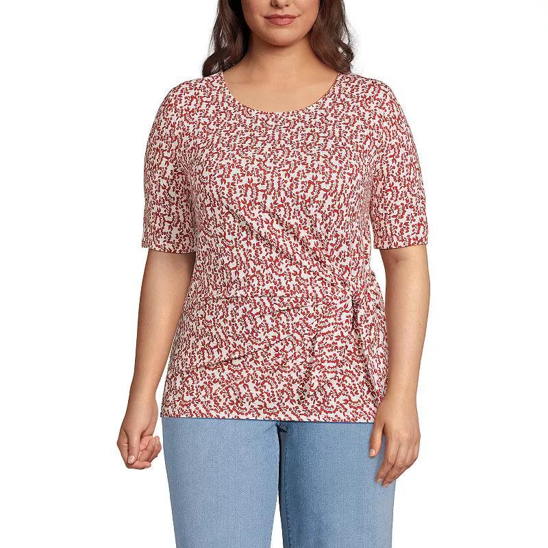 Womens Plus Size Lands End Lightweight Jersey Tie Front Top Product Image