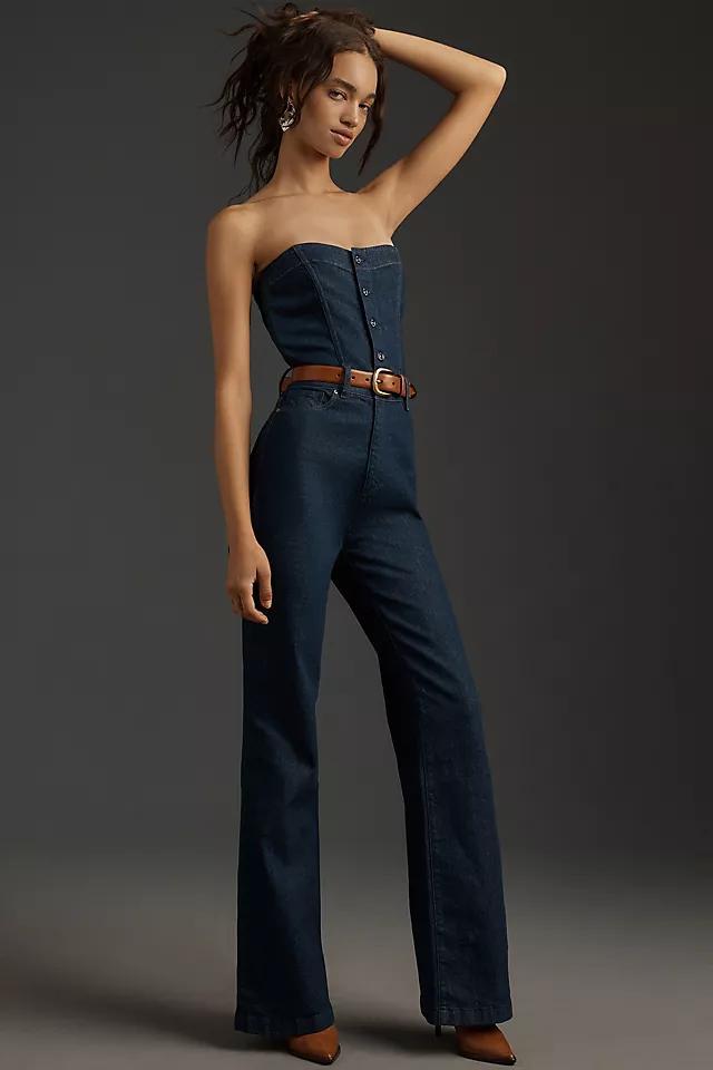 PAIGE Sansa Strapless Denim Jumpsuit Product Image