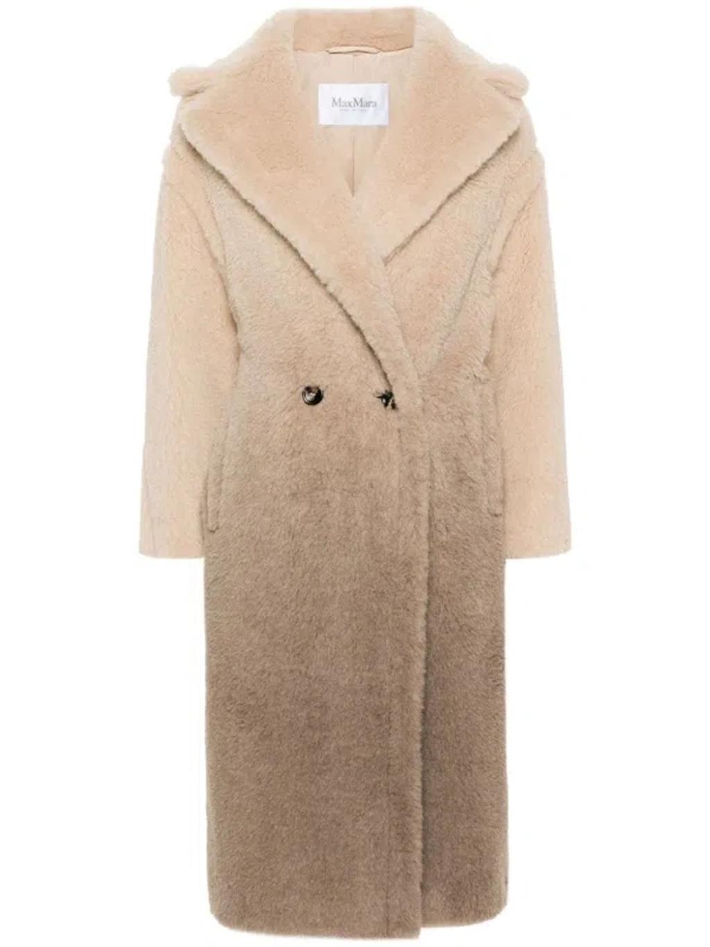 Gatto Ombre Double-breasted Wool Coat In Sand Product Image