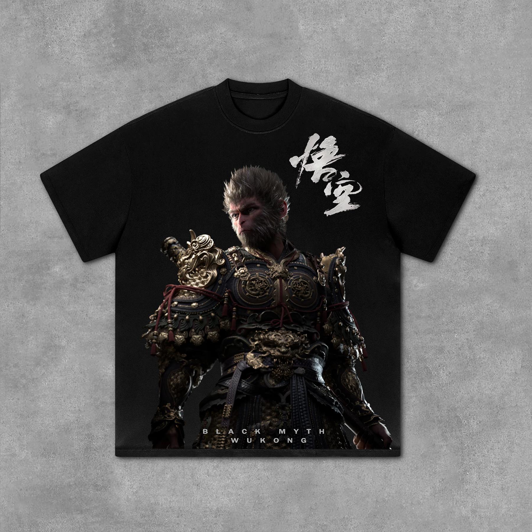 Black Myth Wukong Graphic Print Cotton T-Shirt Product Image