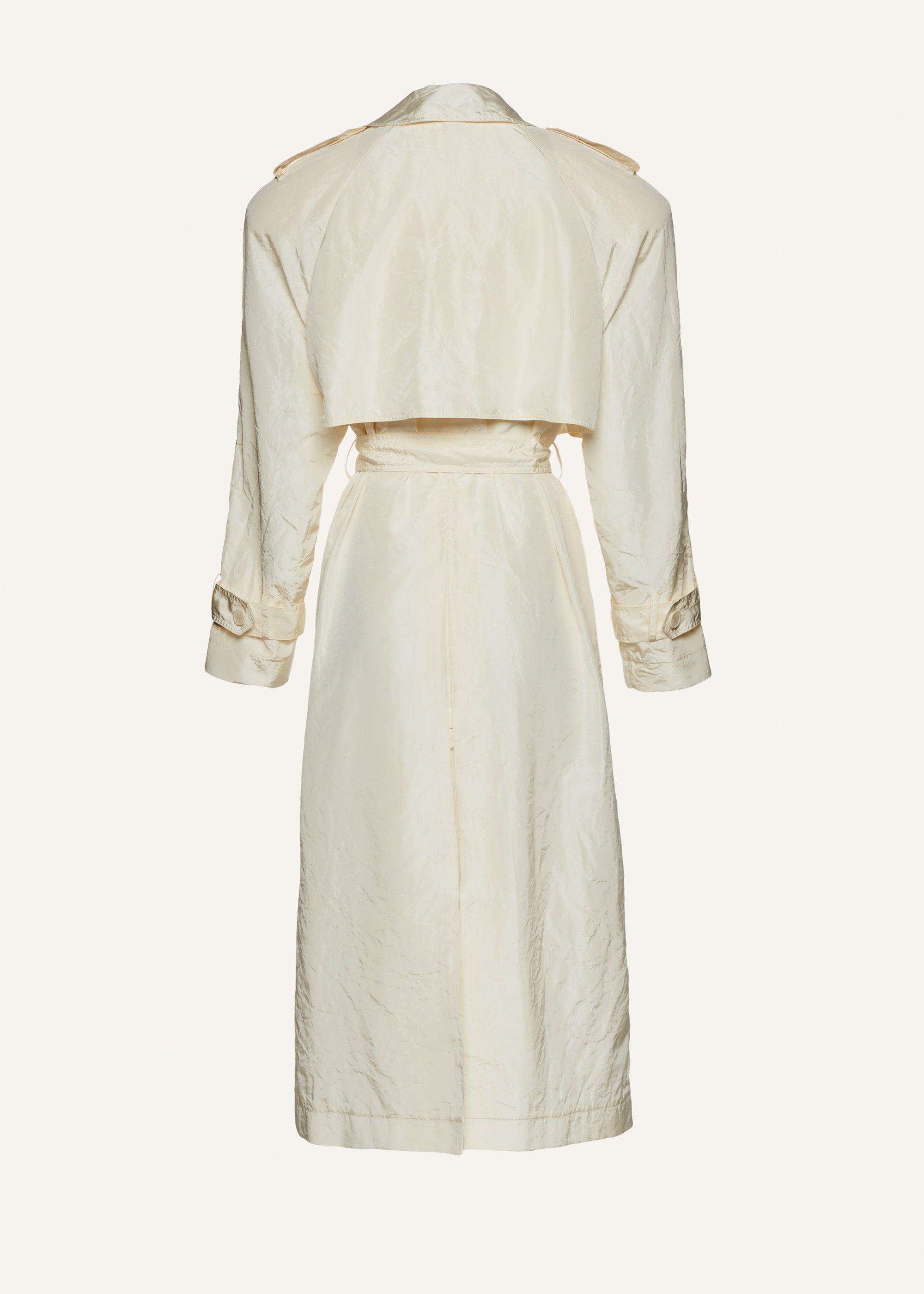 Silk taffeta trench coat in cream Product Image