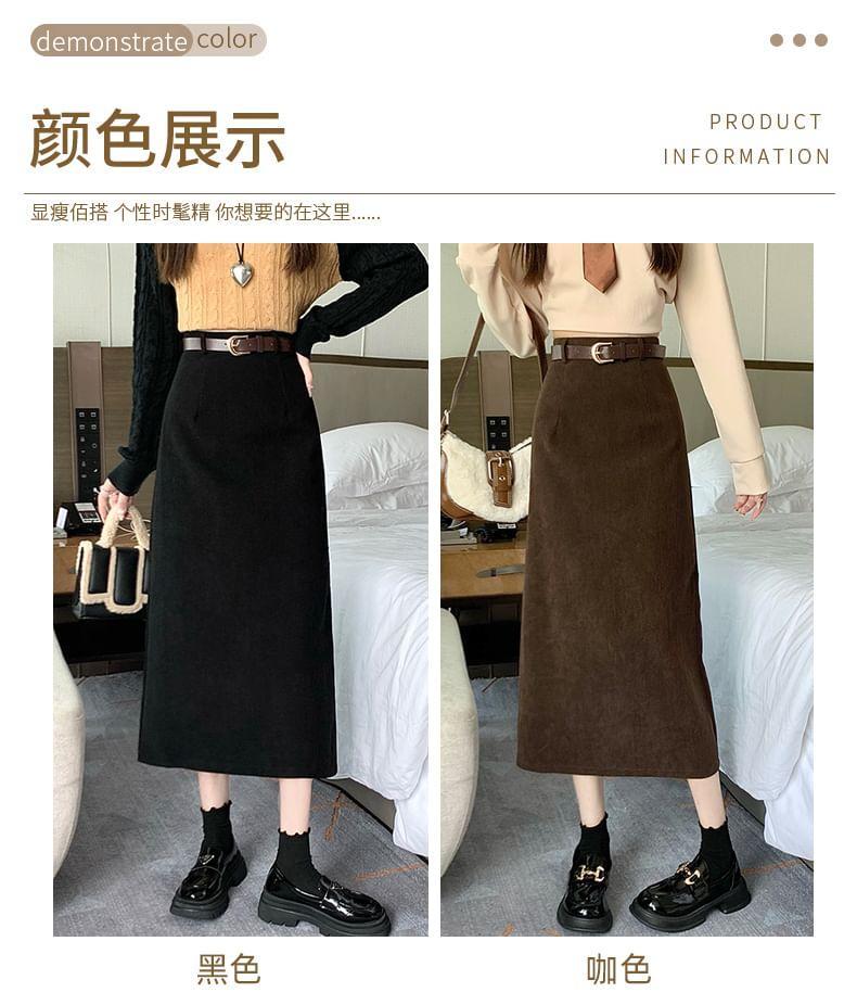 High Waist Plain Midi H-Line Skirt Product Image