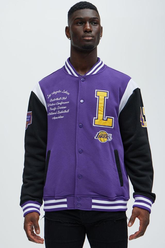 Lakers Fleece Varsity Jacket - Purple Product Image