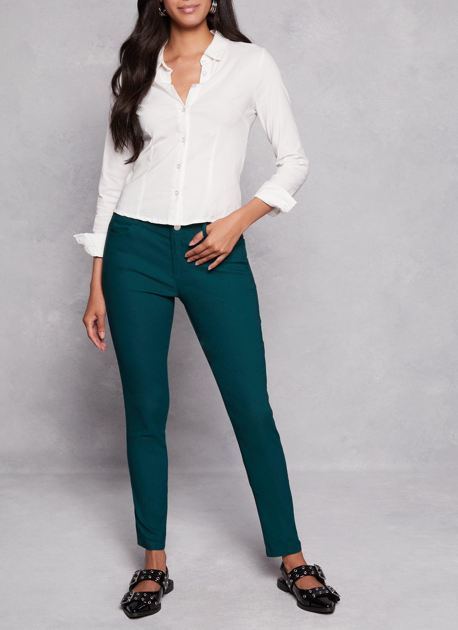 Womens Solid Crepe Knit Skinny Leg Pants Product Image