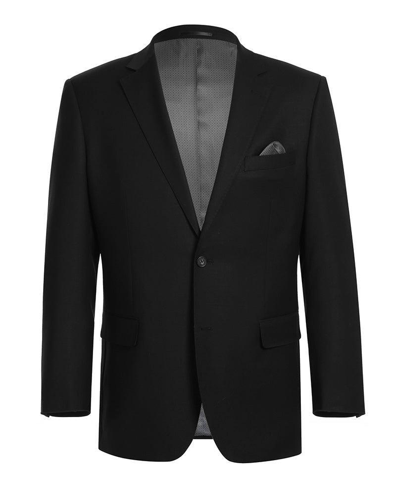 Wool Regular Fit Blazer Solid Color in Black Product Image