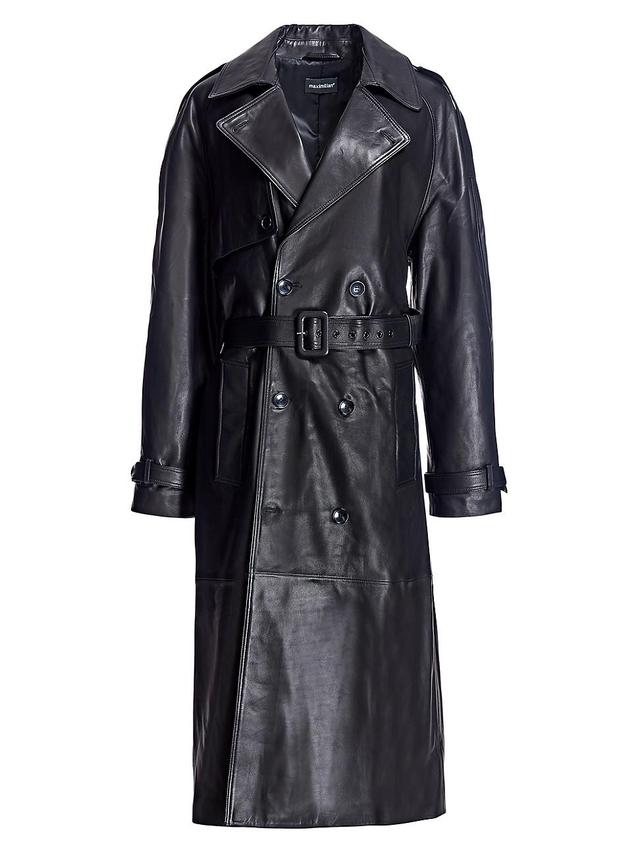 Mens Leather Trench Coat Product Image