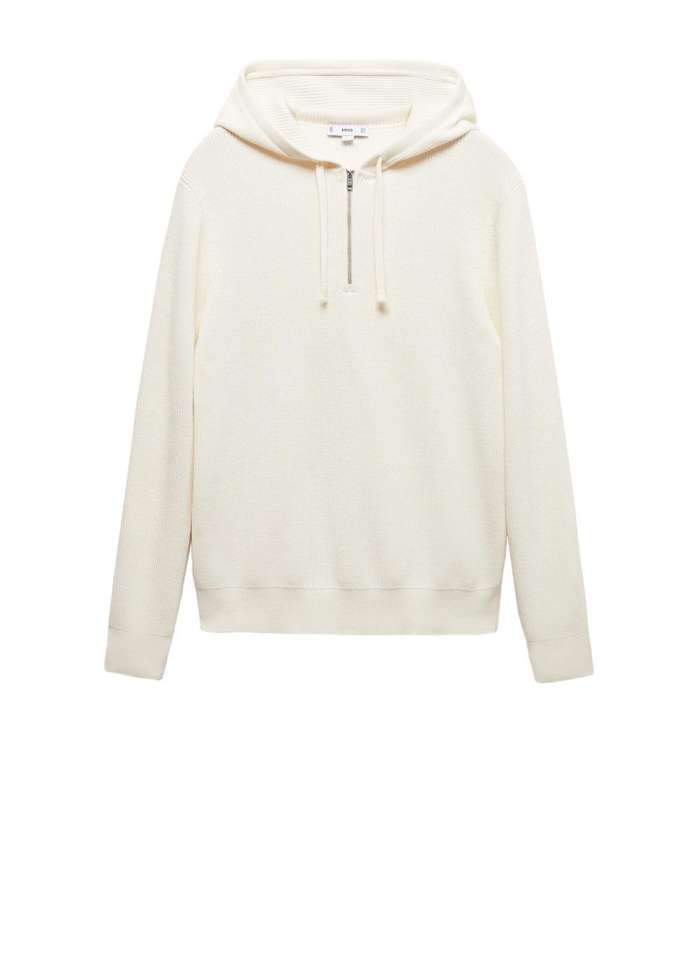 MANGO MAN - Hooded knit sweatshirt off whiteMen Product Image