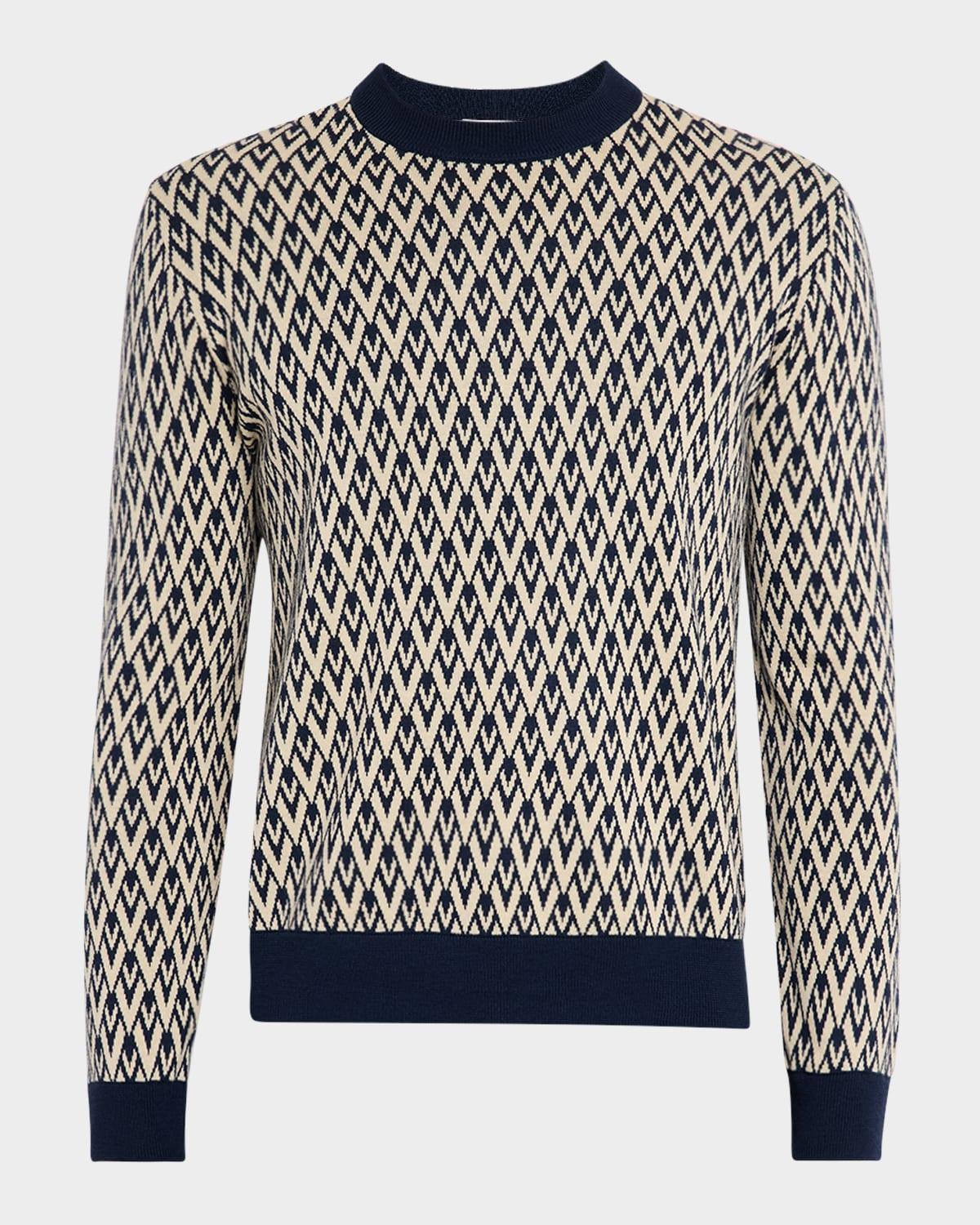 Mens V Jacquard Wool Sweater Product Image