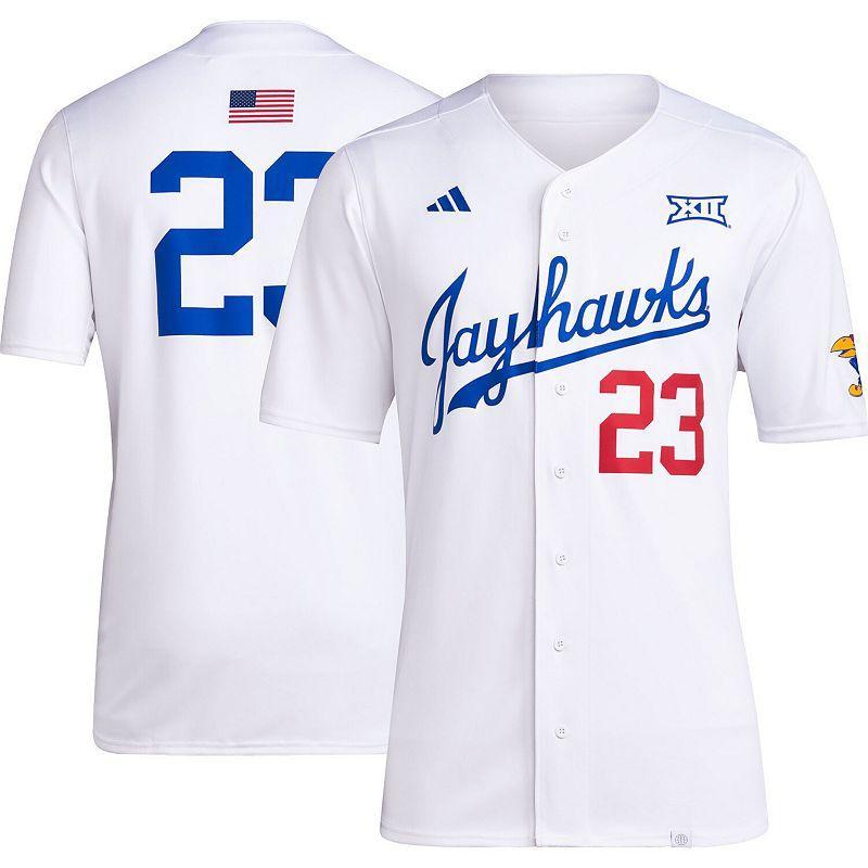 Mens adidas White Kansas Jayhawks Team Baseball Jersey - White Product Image