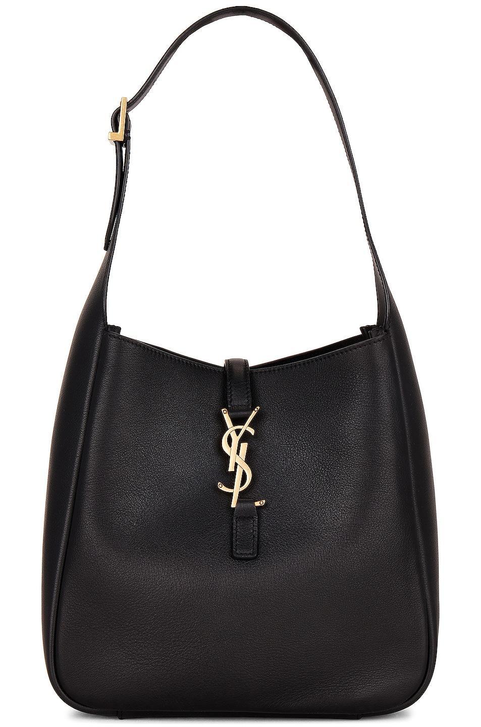 Saint Laurent Small Le 5 A 7 Supple Hobo Bag in Black Product Image