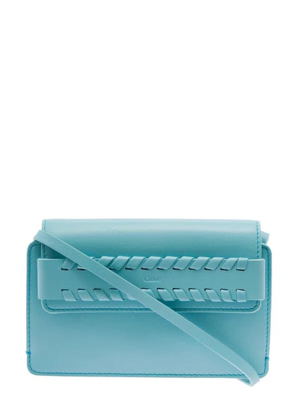 Braided-leather Crossbody Bag In Light Blue Product Image