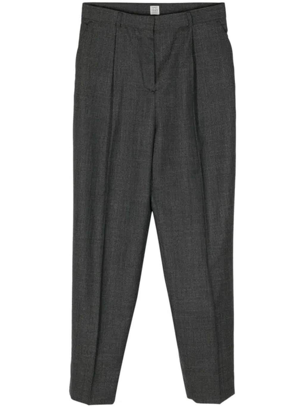 TOTÊME Mélange-effect Tailored Trousers In Black Melange product image