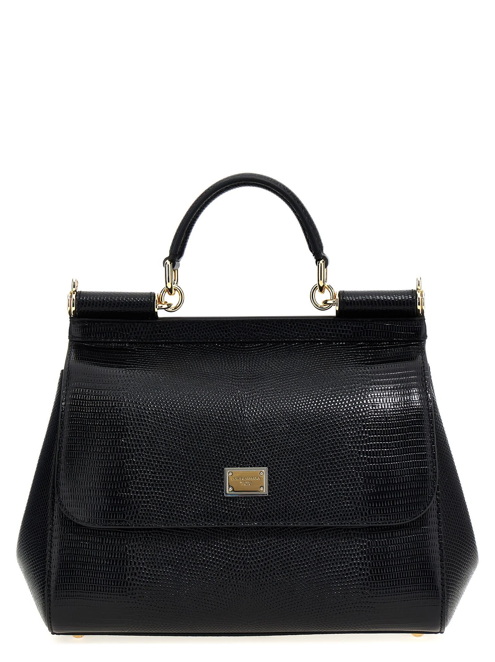 Sicily Large Leather Handbag In Black Product Image