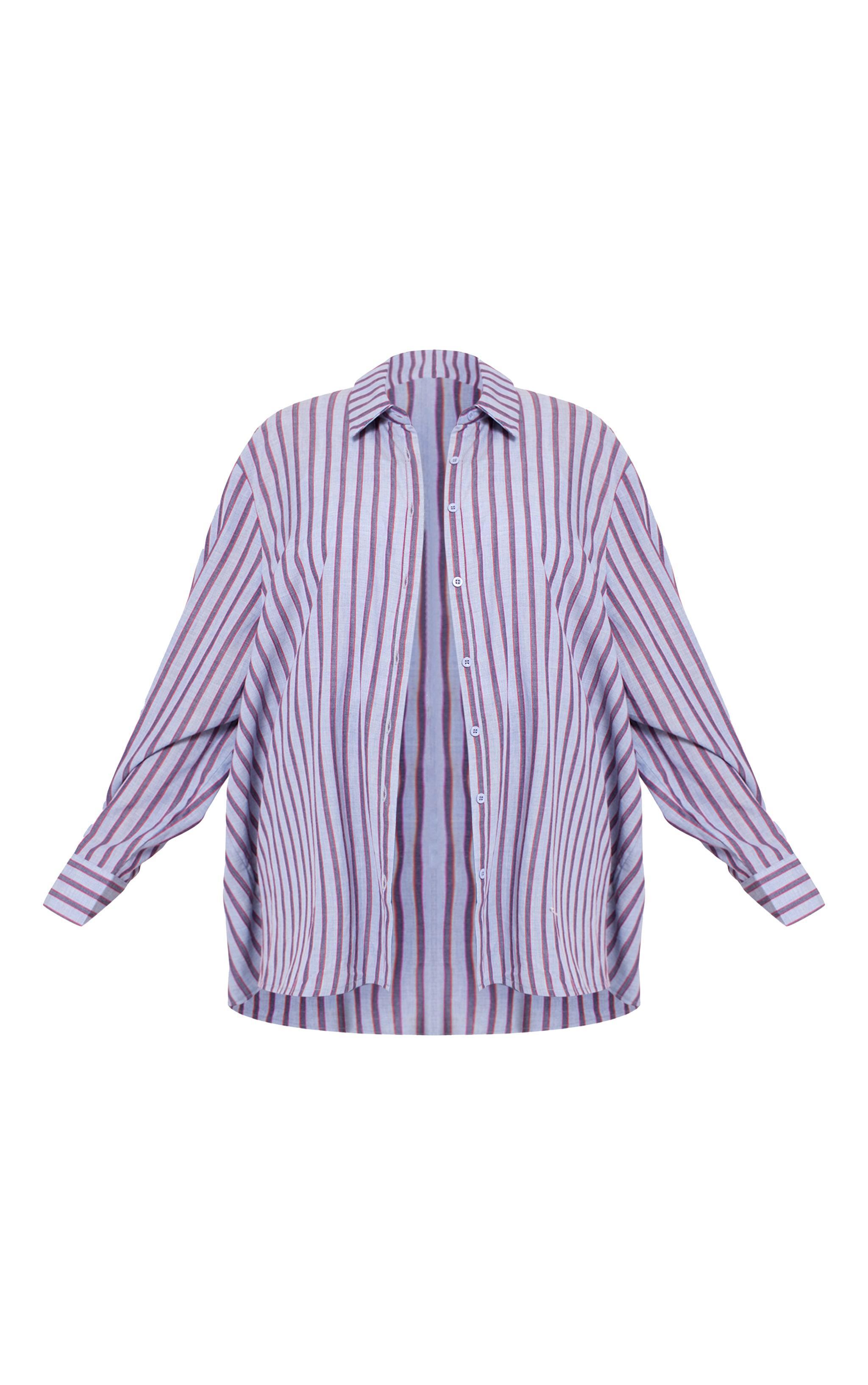 Plus Blue Striped Oversized Shirt Product Image