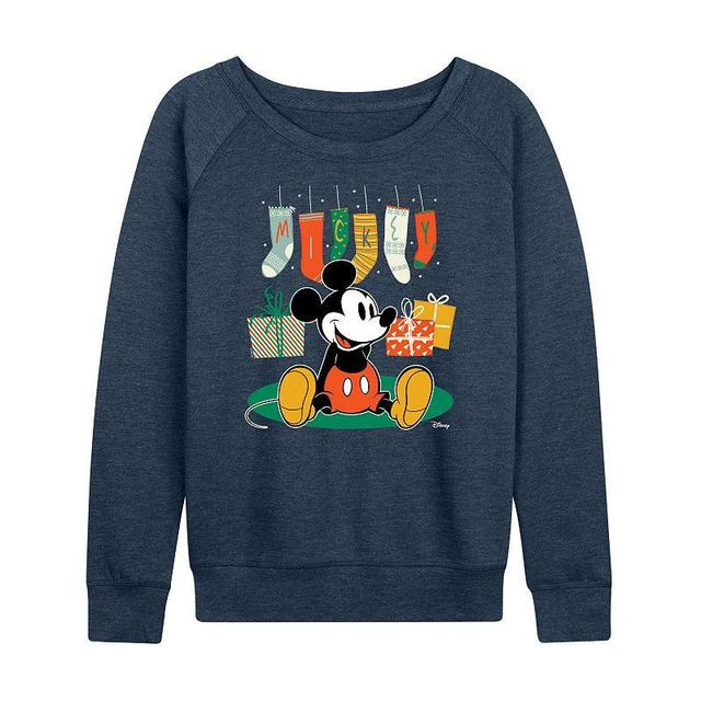 Disneys Mickey Mouse Womens Stockings Lightweight French Terry Sweatshirt Grey Indigo Product Image