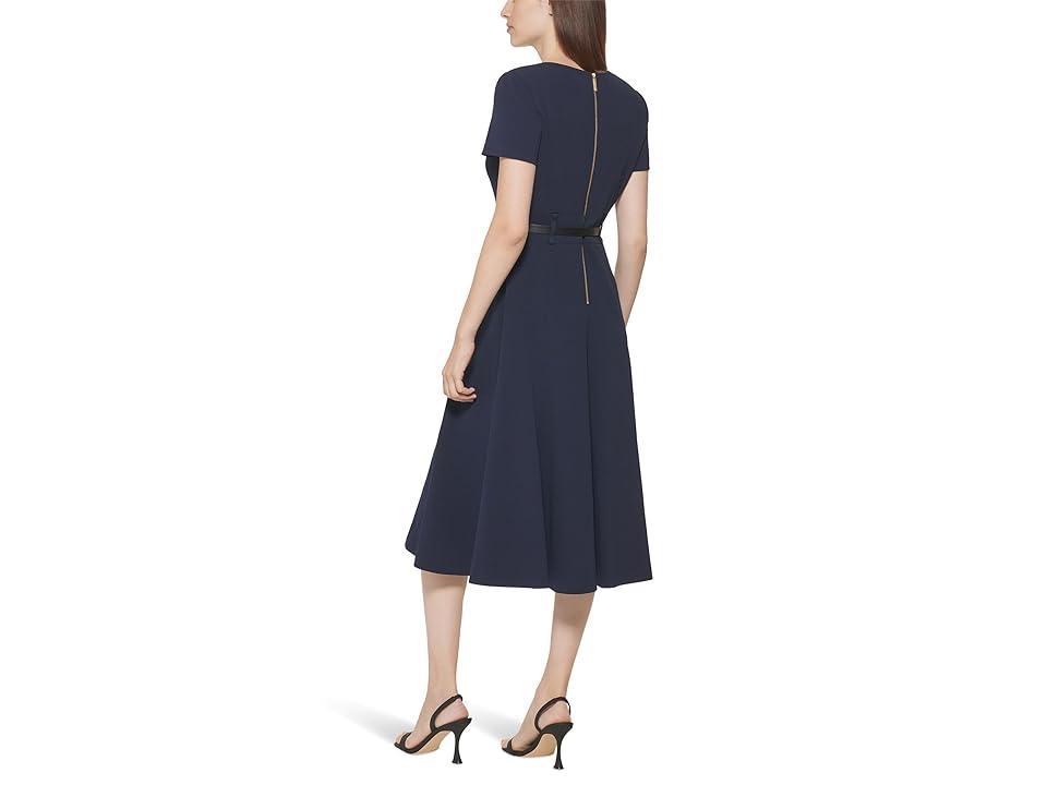 Calvin Klein Womens Belted Fit & Flare Midi Dress Product Image