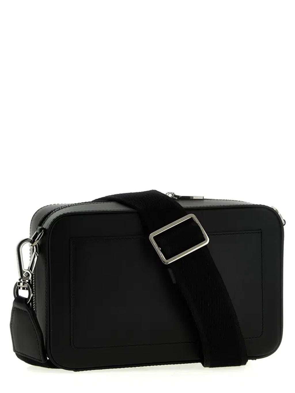 Embossed Logo Leather Crossbody Bag In Black Product Image