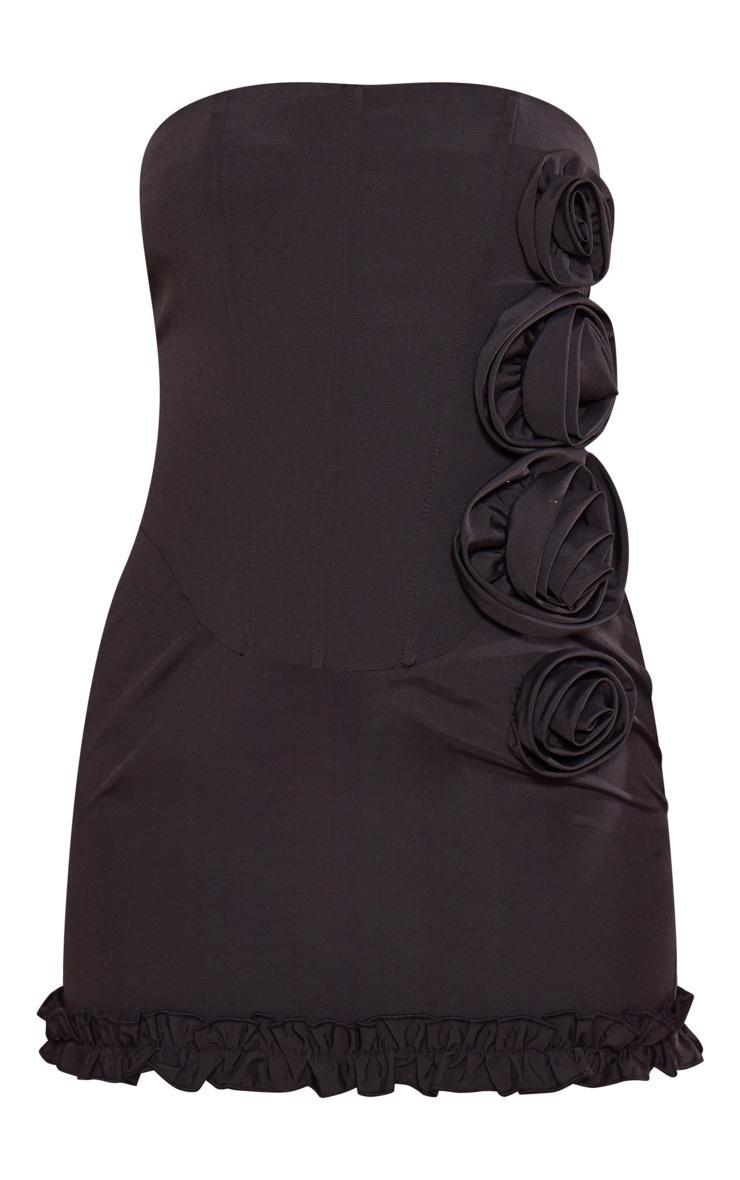 Petite Black Corset Mini Dress With Rose Details Product Image