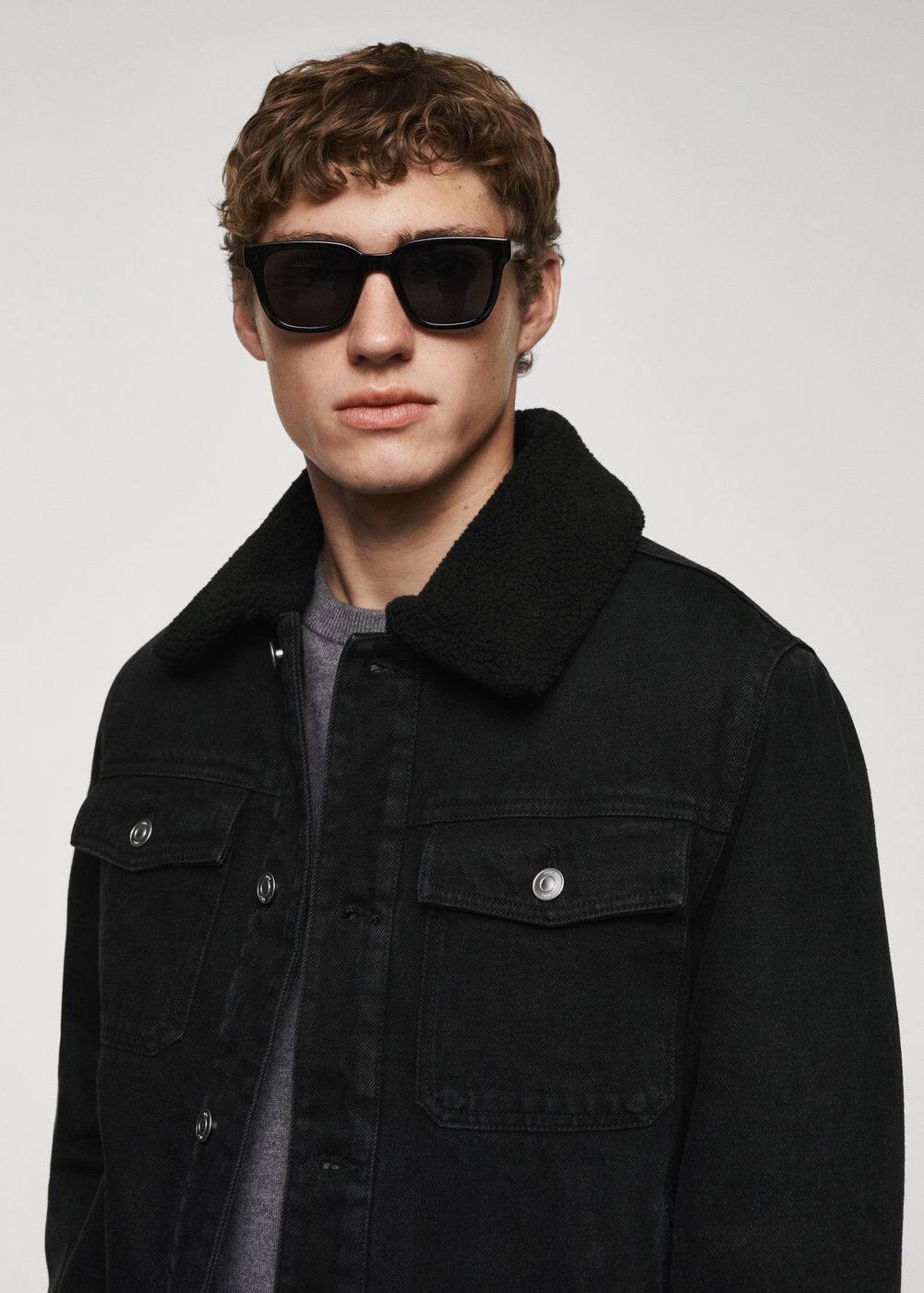 MANGO MAN - Shearling denim jacket black denimMen Product Image