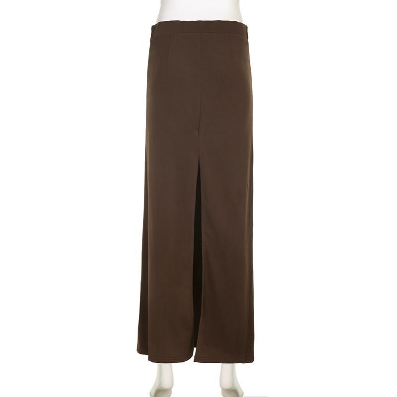 High Rise Plain Slit Maxi Pencil Skirt Product Image