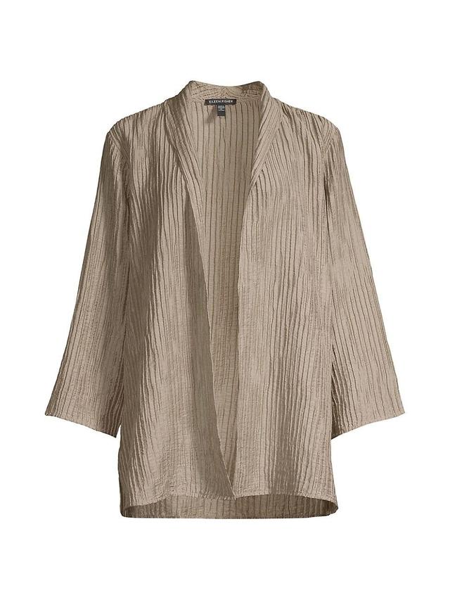 Shawl-Collar Crinkled Open-Front Jacket Product Image