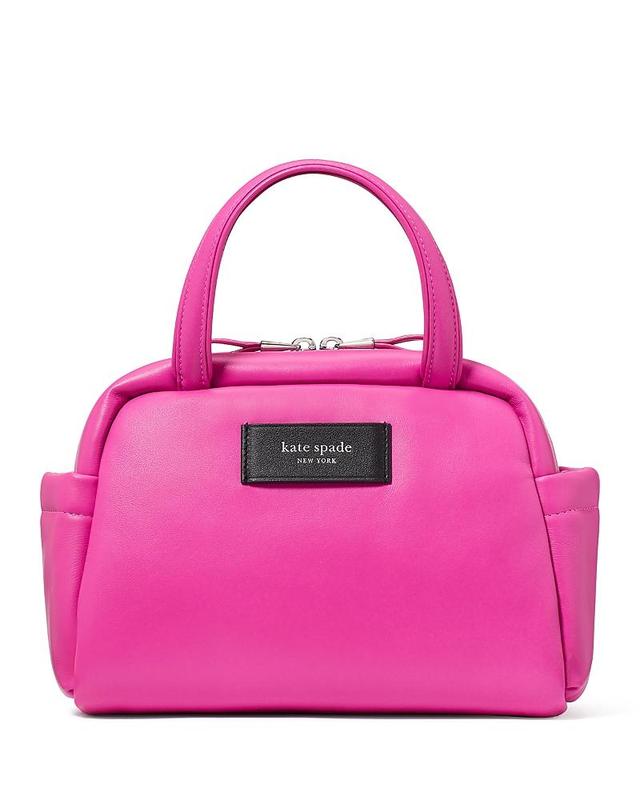 Womens Puffed Smooth Leather Satchel Product Image