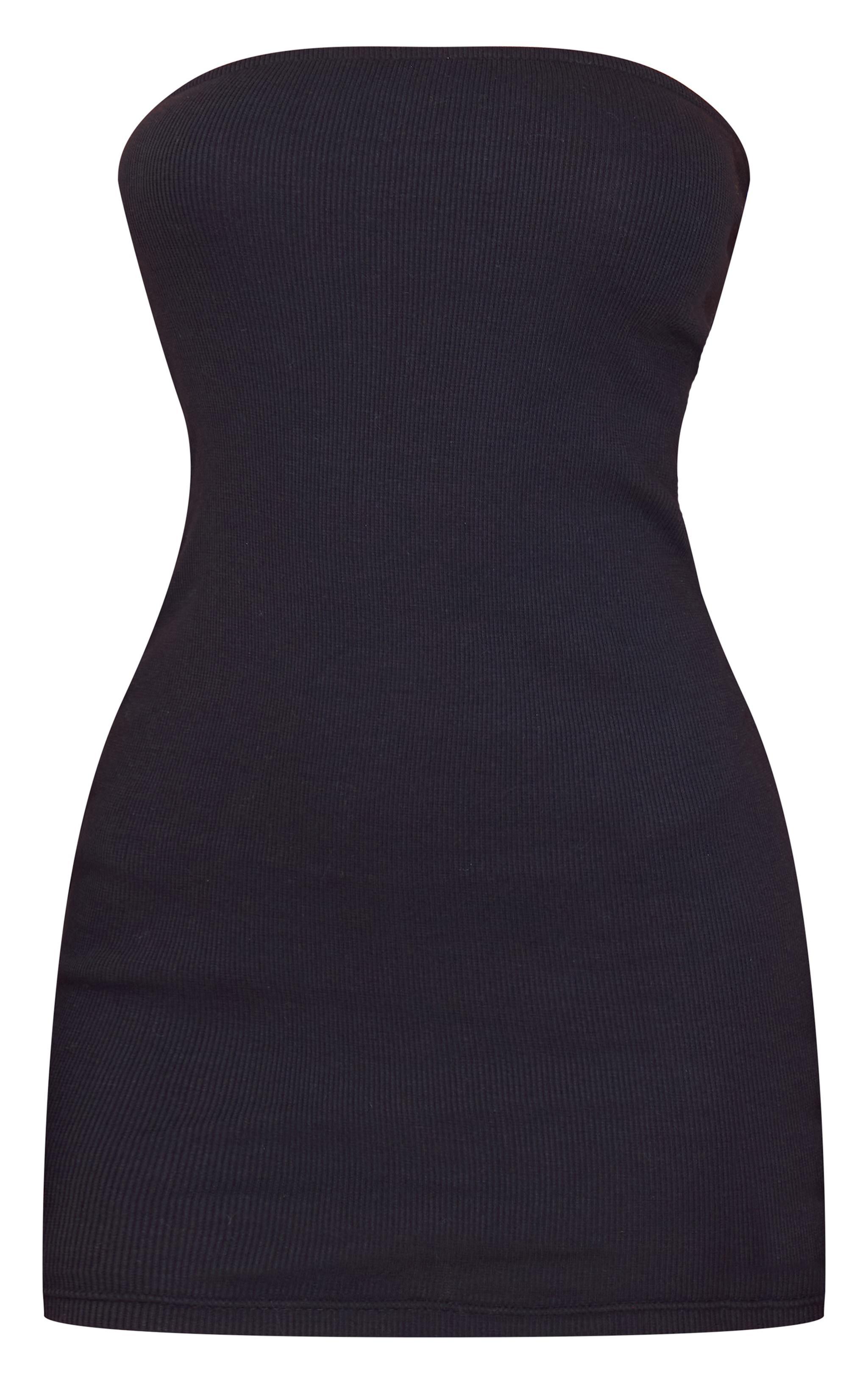 Petite Black Rib Bandeau Bodycon Dress Product Image