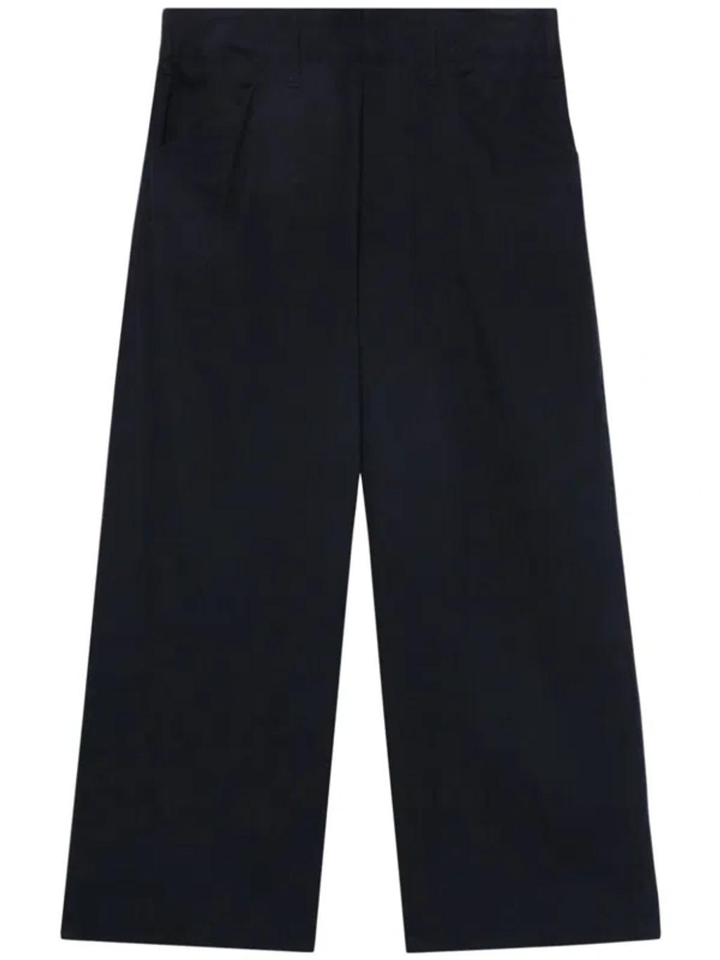 Cropped Straight-legged Trousers In Blue Product Image