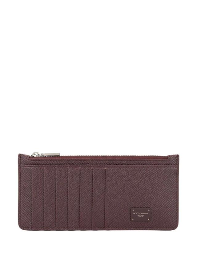 Zipped Cardholder Wallet In Brown Product Image