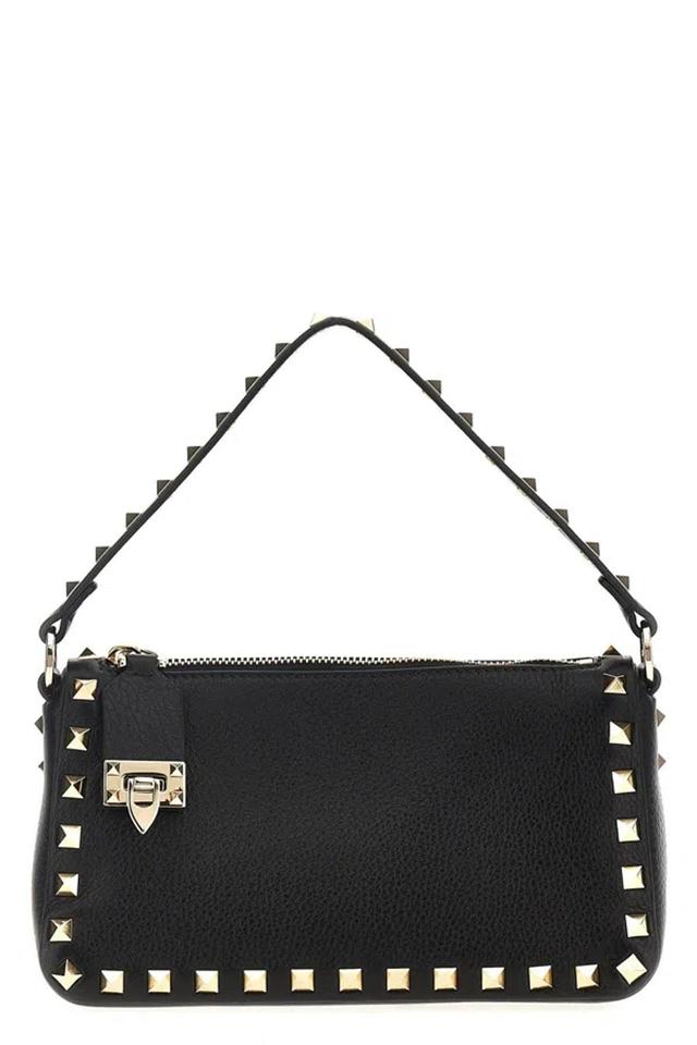 Small Rockstud Leather Shoulder Bag In Black Product Image