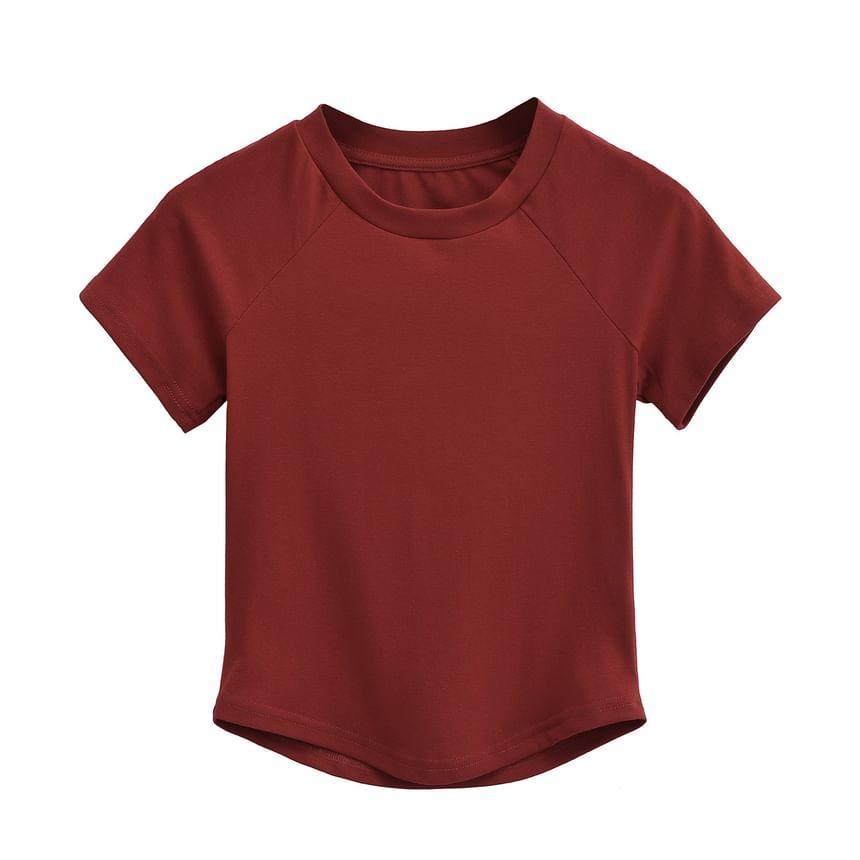 Short-Sleeve Crewneck Plain Crop Tee product image