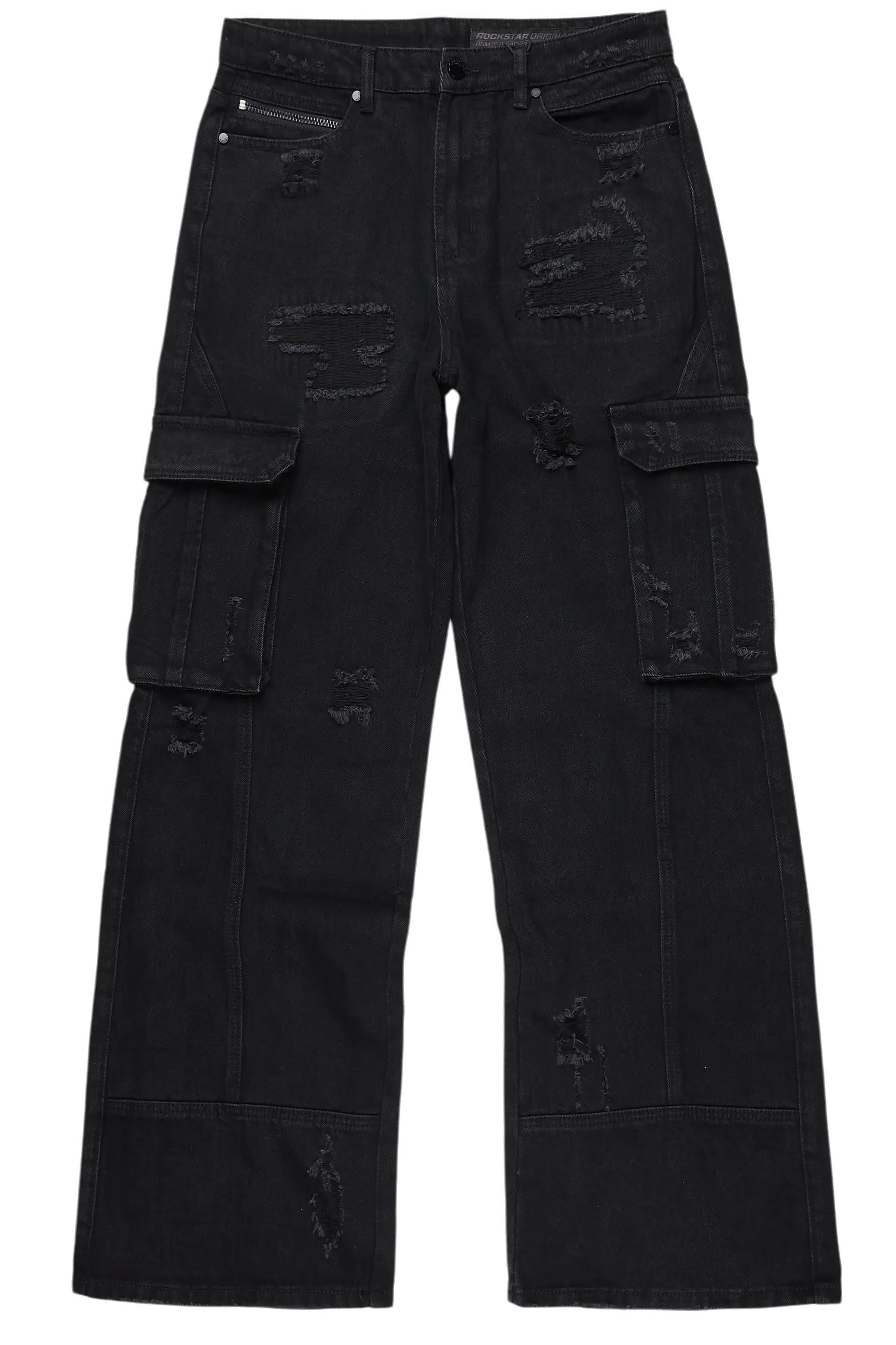 Nand Jet Black Baggy Cargo Jean Male Product Image